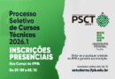 29 de setembro a 03 de outubro: Processo Seletivo de Cursos Técnicos 2026 do IFPB terá apoio presencial