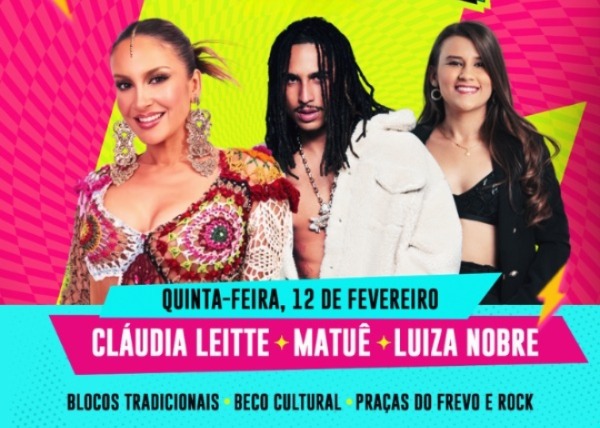 Cláudia Leitte é a grande atração da abertura do Carnaval de Cajazeiras, que começa hoje (12)