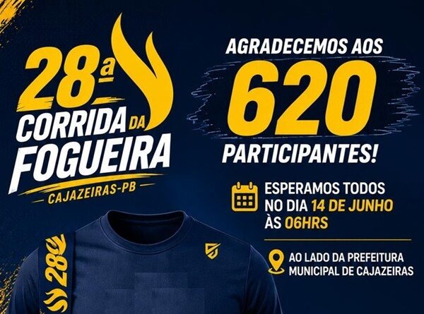 Promovida pela Prefeitura de Cajazeiras, Corrida da Fogueira bate recorde de inscrições