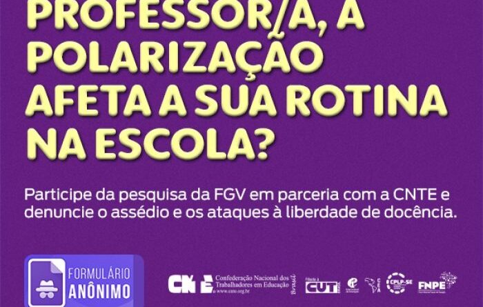 SINTEP-PB incentiva categoria para participar da pesquisa da CNTE e FGV sobre a realidade dos professores SINTEP-PB incentiva categoria para participar da pesquisa da CNTE e FGV sobre a realidade dos professores