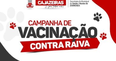 Prefeitura realiza campanha de vacinação antirrábica em Cajazeiras até 11 de setembro Prefeitura realiza campanha de vacinação antirrábica em Cajazeiras até 11 de setembro